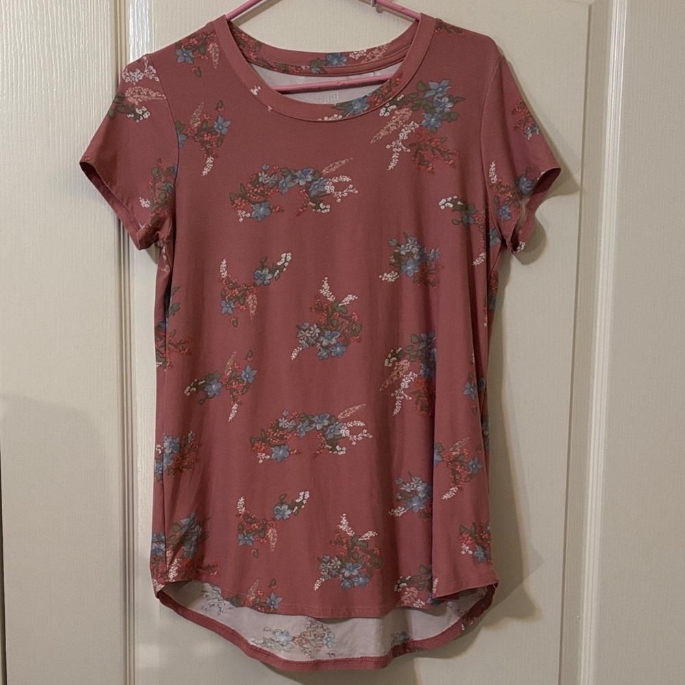 Pink Rose Mauve Floral Short Sleeve Top